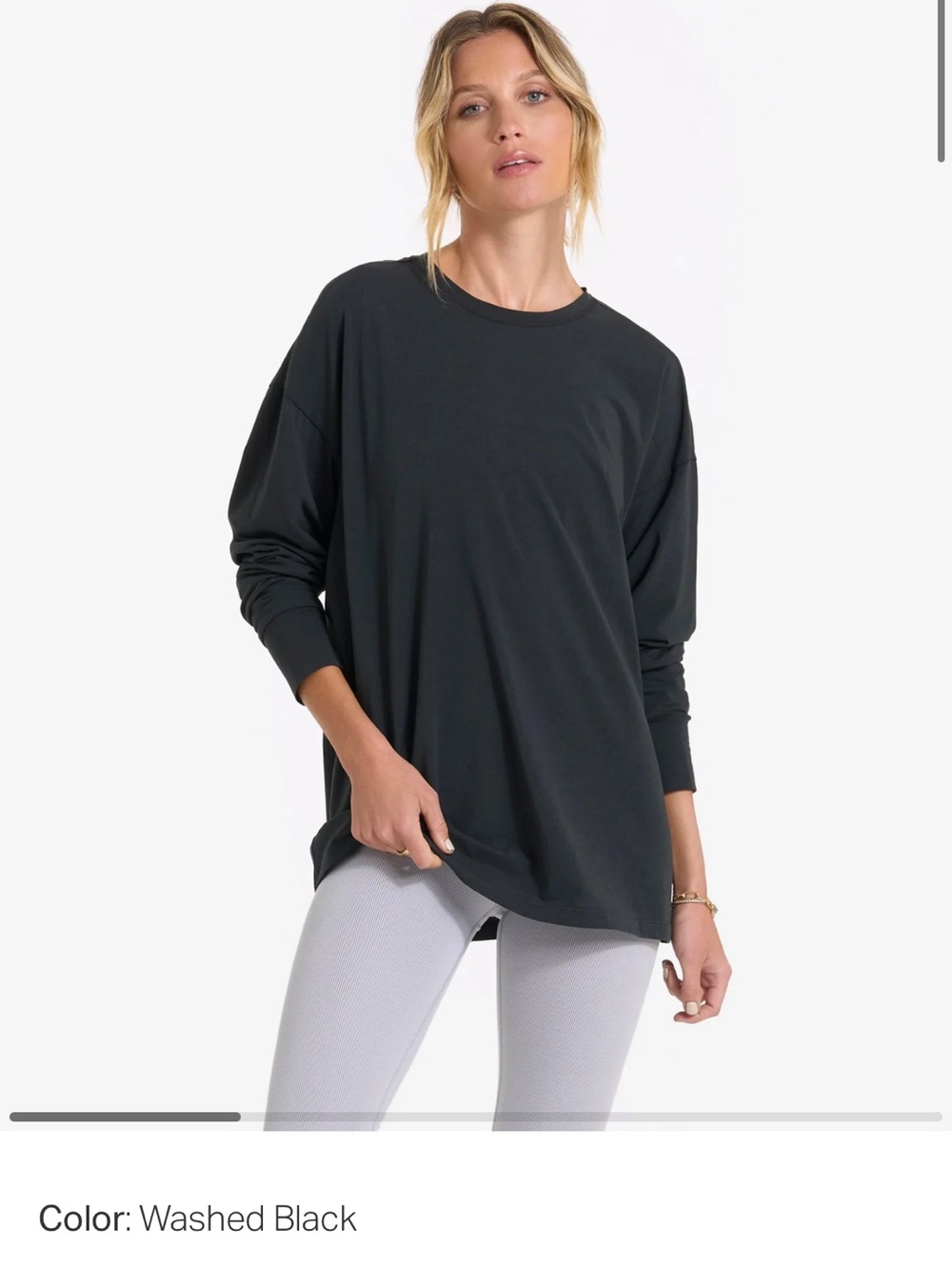 Vuori Washed Black Long-Sleeve Relaxed feather Tee